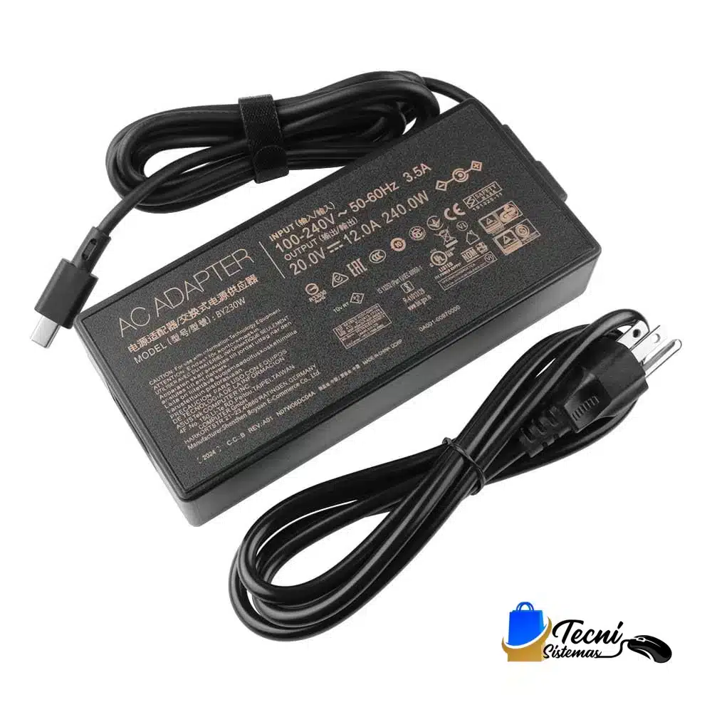 Version 1.0.0 Cargador ASUS A20-200P1A 200W 20V 10A punta rectangular original