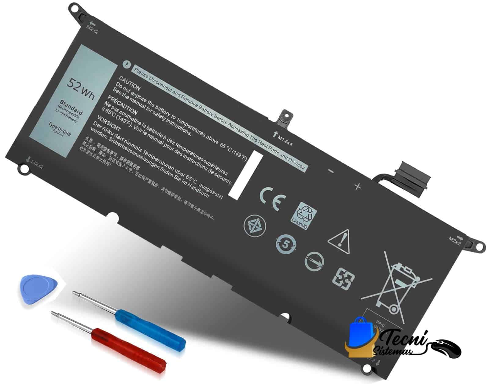Version 1.0.0 Batería compatible Dell DXGH8 52Wh 7.6V