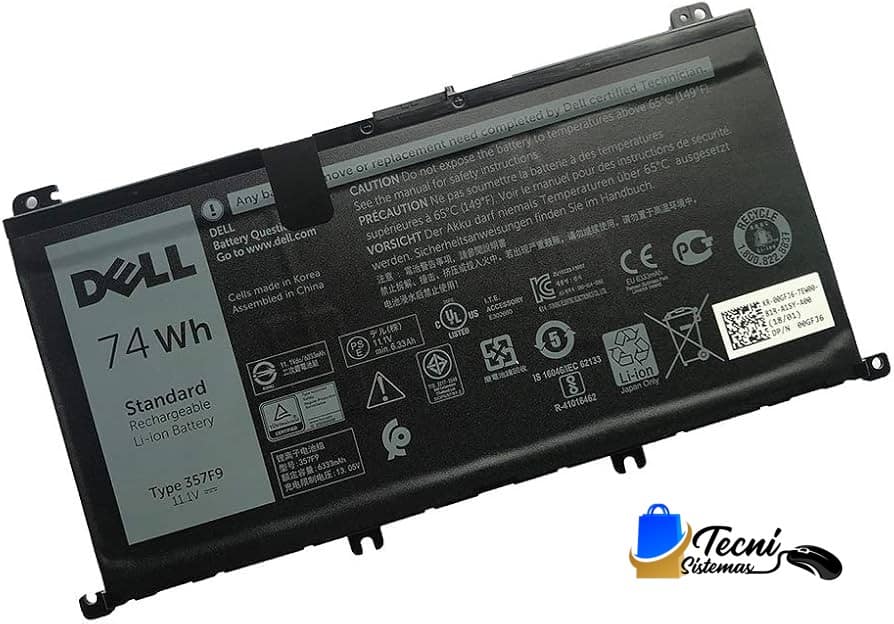 61stdugL-wL._AC_UF894,1000_QL80_AIweblab1381794,T1_ Batería original Dell 357F9 74Wh 11.1V/11.4V 6 celdas — vista 2