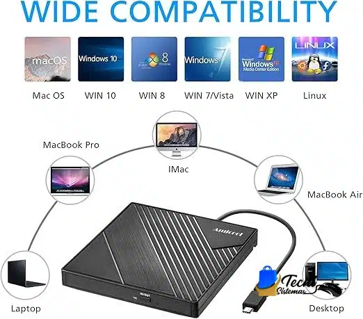 711-Y2cU6sS._AC_SX522_ Unidad DVD externa USB 3.0 y USB-C grabadora CD/DVD ±RW slim, Plug & Play, para PC y laptop — vista 3