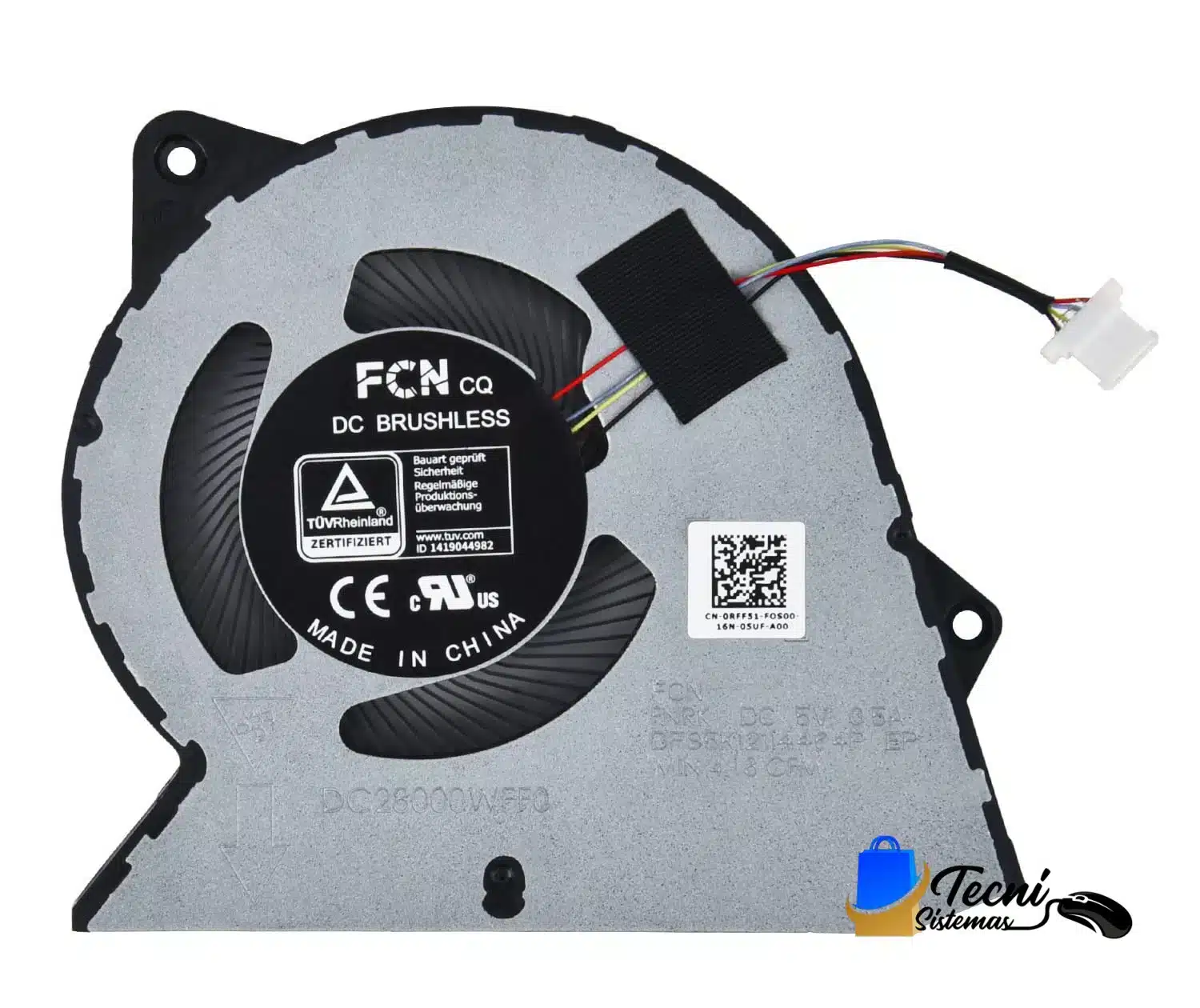 Version 1.0.0 Ventilador de refrigeración para CPU Dell Inspiron 15 3510 3511 3515 3520 y Vostro 3510 3420 3520 P/N 0RFF51 — vista 2