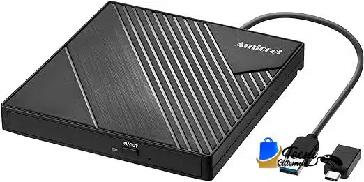 71Cn+mSQuwS._AC_SX522_ (1) Unidad de DVD externa USB 3.0 y USB-C grabadora CD/DVD +/-RW slim para laptop y PC Windows — vista 5