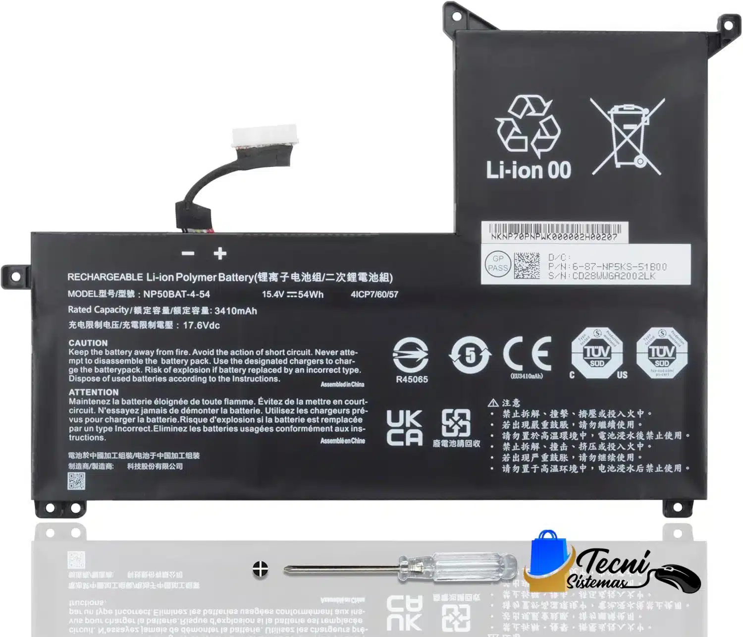 71NOiHSBofL._AC_SL1500_ Batería compatible NP50BAT-4-54 15.4V 54Wh 3410mAh para Gigabyte G5 G7