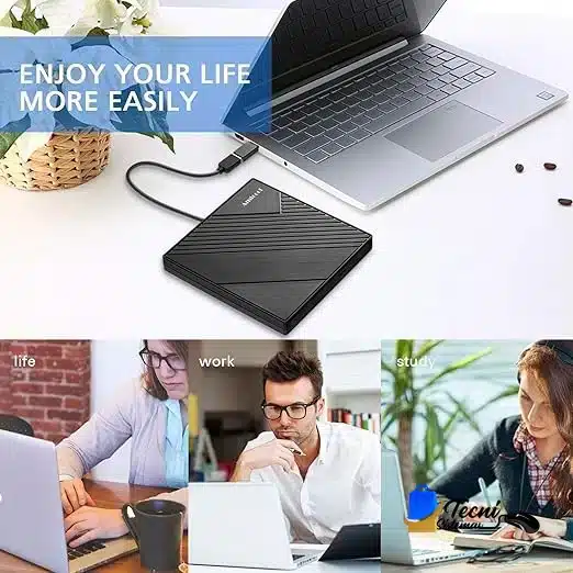 81bXjUVjT0L._AC_SX522_ Unidad de DVD externa USB 3.0 y USB-C grabadora CD/DVD +/-RW slim para laptop y PC Windows — vista 2