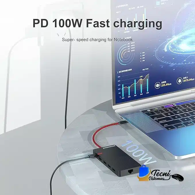 81ctOP0myiL._AC_SX679_ Docking Station USB C ANNNWZZD 11 en 1 con HDMI 4K, RJ45 y carga 100W - vista 4