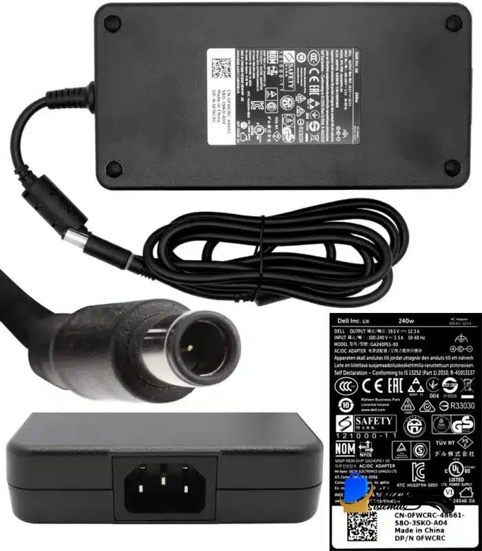 ADP-240AB D 240W 2 Cargador Dell Alienware ADP-240AB D 240W 19.5V 12.3A punta gruesa — vista 2