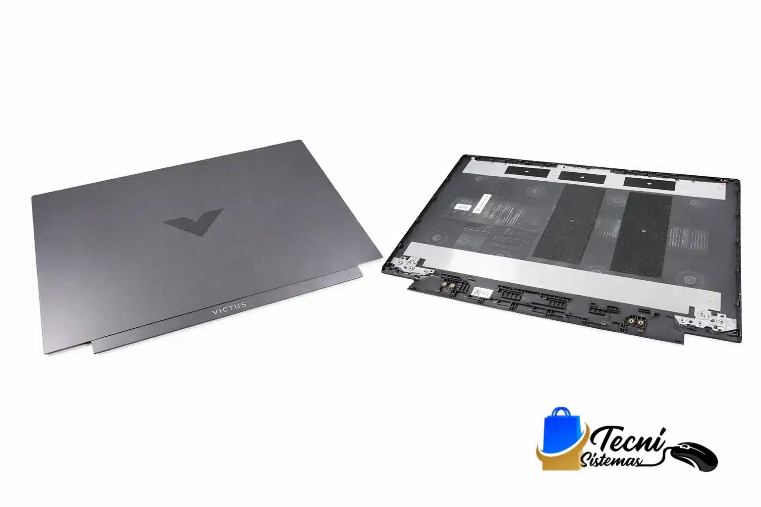 ChatGPT Image 19 mar 2026, 09_05_23 a.m. Tapa trasera LCD HP Victus 15-FA0031DX N13323-001 color Silver con antenas integradas