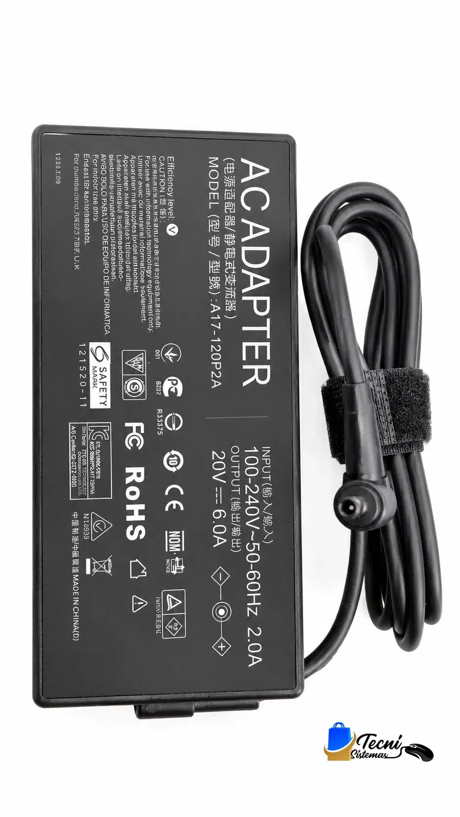 ChatGPT Image 29 jun 2026, 03_46_38 p.m. Cargador compatible ASUS A17-120P2A 120W 20V 6A conector 4.5×3.0mm