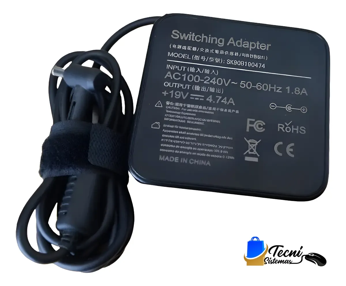 D_NQ_NP_2X_988816-MLM93731284724_102025-F Cargador compatible SK90B190474 90W 19V 4.74A con punta redonda 6mm para laptops y equipos compatibles