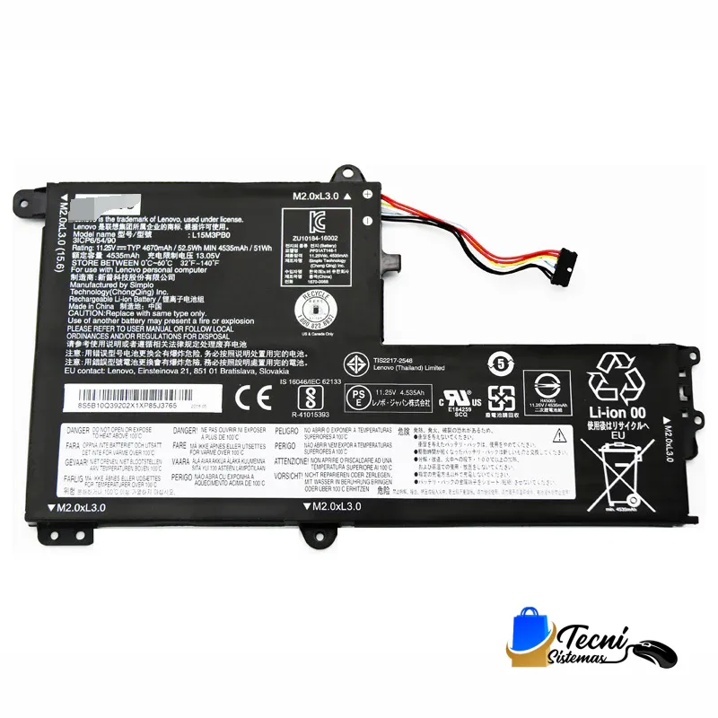 L15M3PB0 Batería compatible Lenovo L15M3PB0 10.8V 45Wh