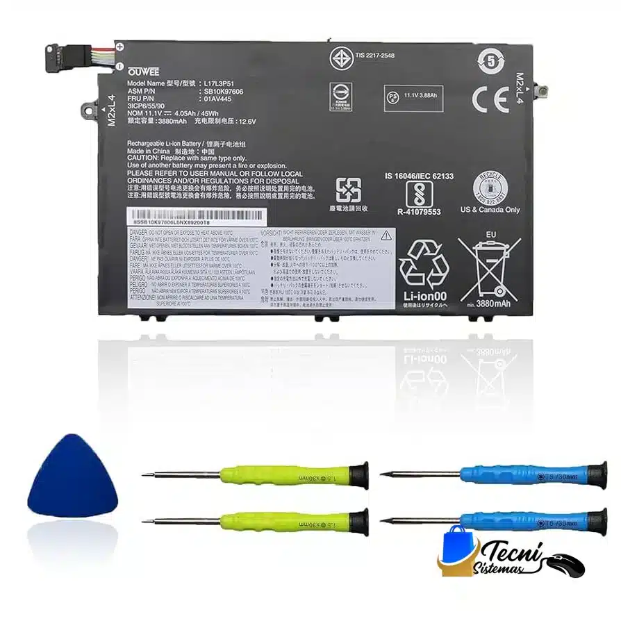 L17C3P51 Batería compatible Lenovo L17C3P51 01AV448 10.8V 42Wh para ThinkPad T470 y T480