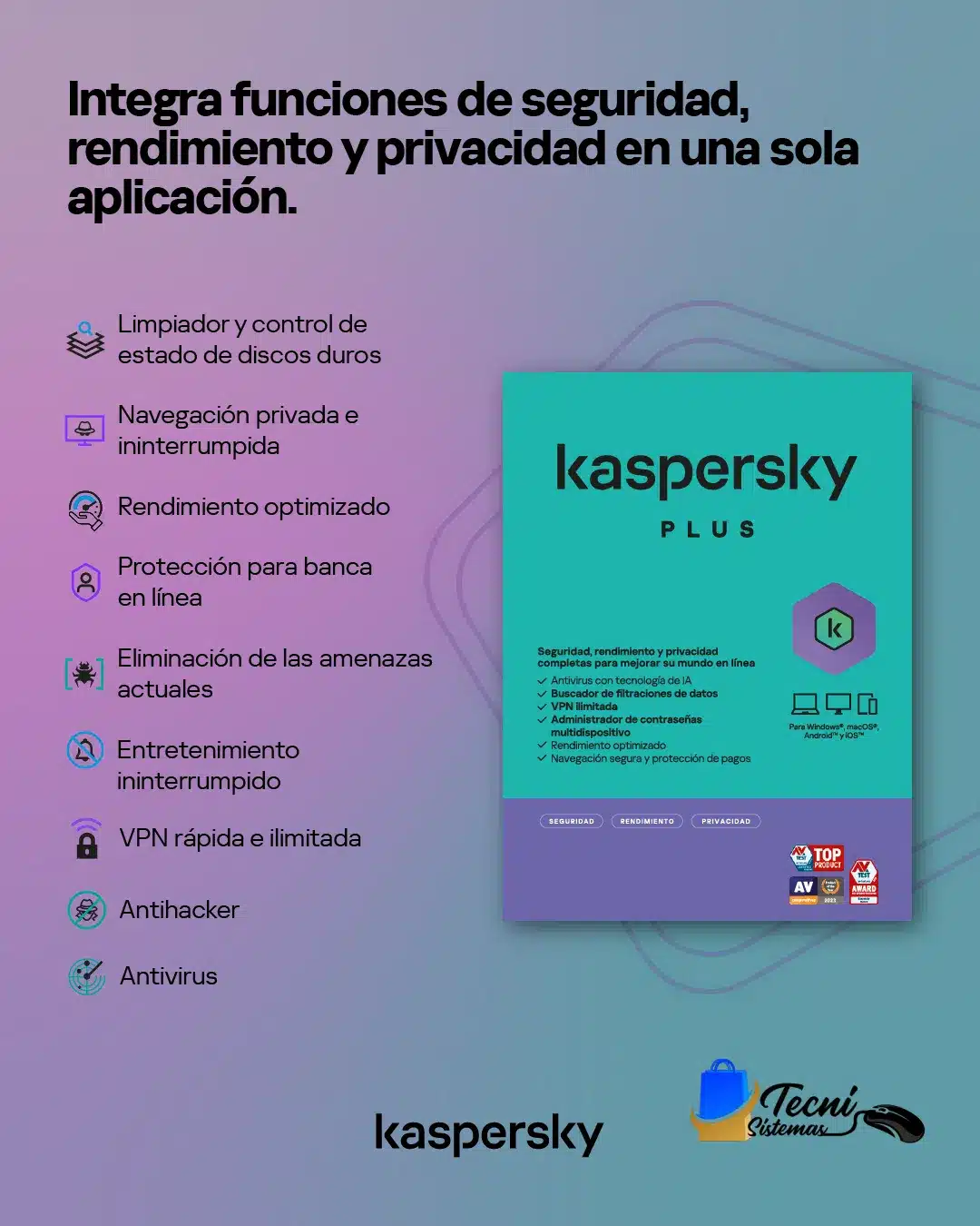 Plus 2 Licencia Kaspersky Plus Antivirus para PC y dispositivos, protección contra virus, ransomware y malware, 1 año — vista 3