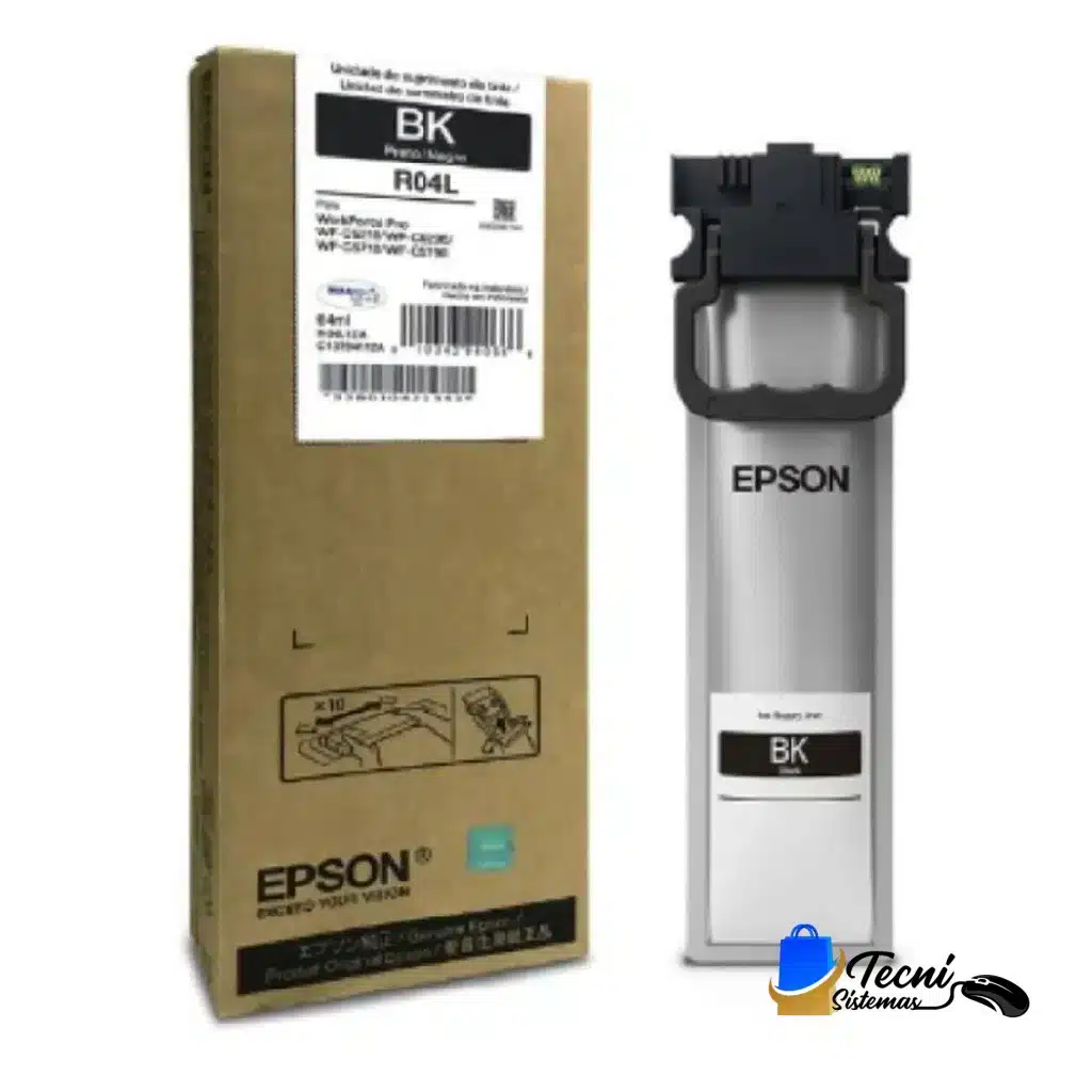 TINTA DE RELLENO EPSON R04L NEGRO WF-C52X0 WF-C57X0 69ML 5000PAGS Bolsa de tinta Epson R04L Black original 64 ml compatible con impresoras WorkForce Pro serie WF-C