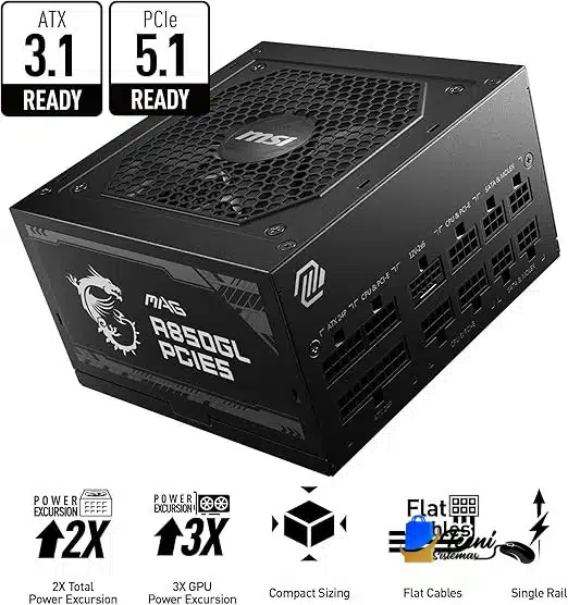 feunte 2 Fuente de poder MSI MAG A850GL 850W ATX 3.0 PCIe 5.0 80 Plus Gold — vista 4